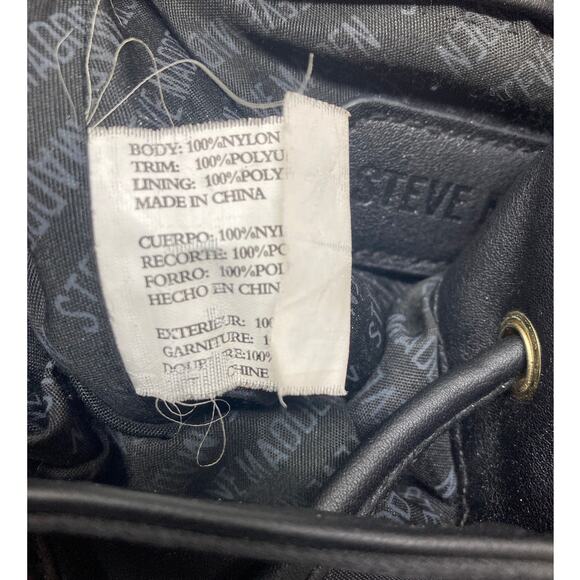 Steve Madden Bcyrus Backpack Black Nylon Drawstring Gold Logo Convertible Bag main image 11